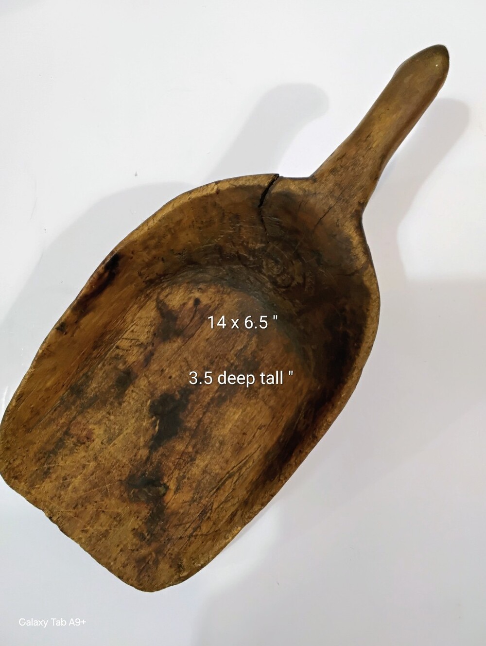 Antique Hand-Carved Wooden Grain Scoop, Primitive Farmhouse Decor, Rustic Patina